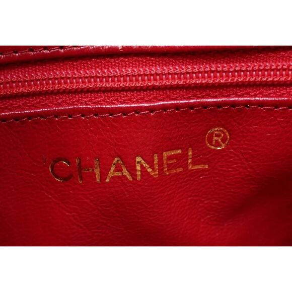 Chanel Lizard Camera Bag Vintage Tassel CC Exotic Red/Gold Rare Shoulder Leather - Picture 12 of 13